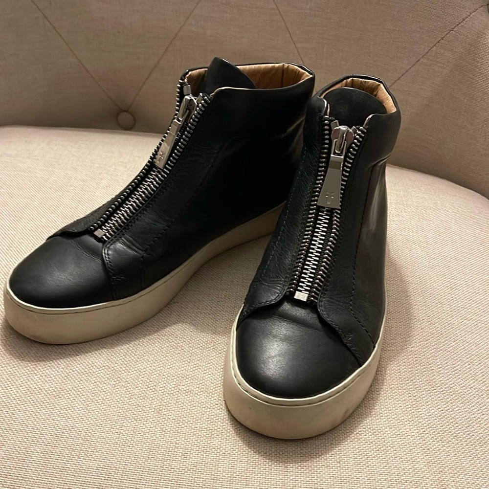 Frye black leather Lena high tops